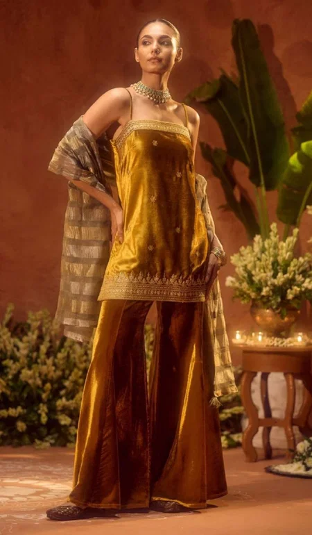 Mustard Colour Ice Velvet Surat Kurti With Bottom Dupatta Wholesale Market SET0256